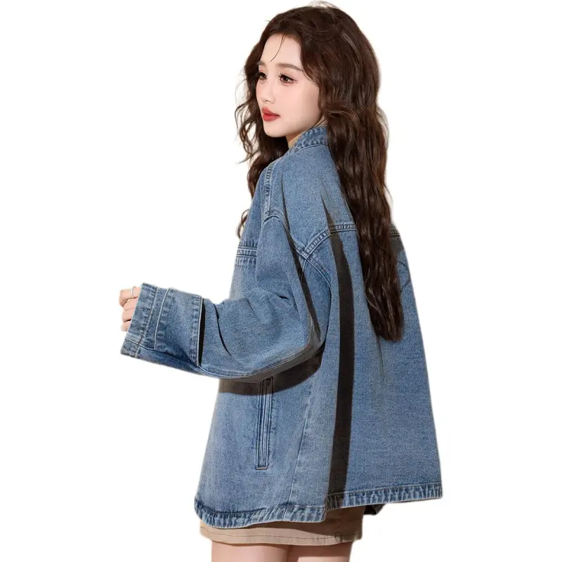 Tonlion Denim Jackets Women's Vintage Blue-1