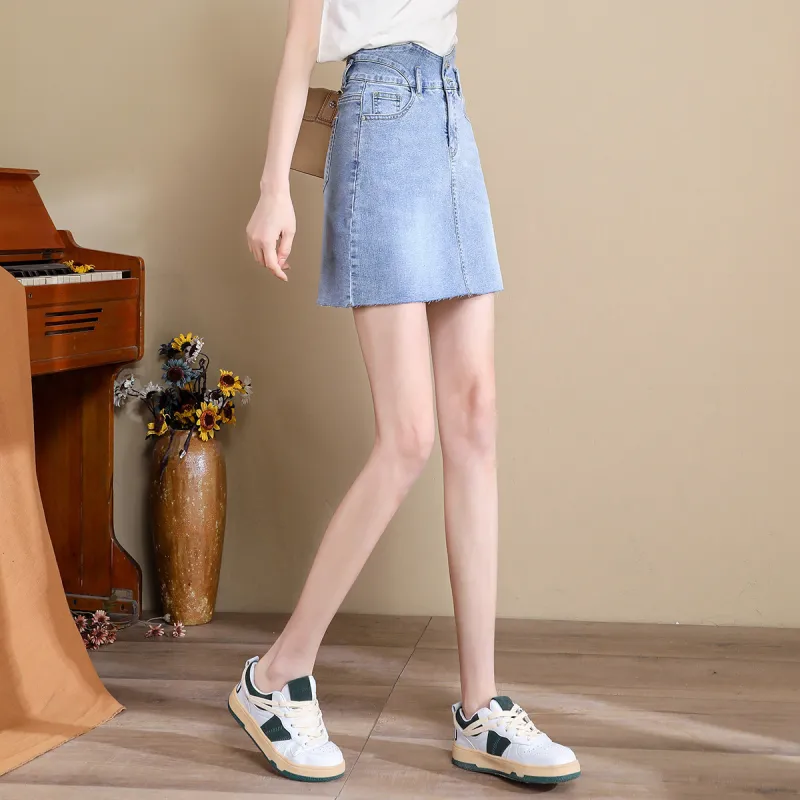 Tonlion Denim Short Skirts Women's-4