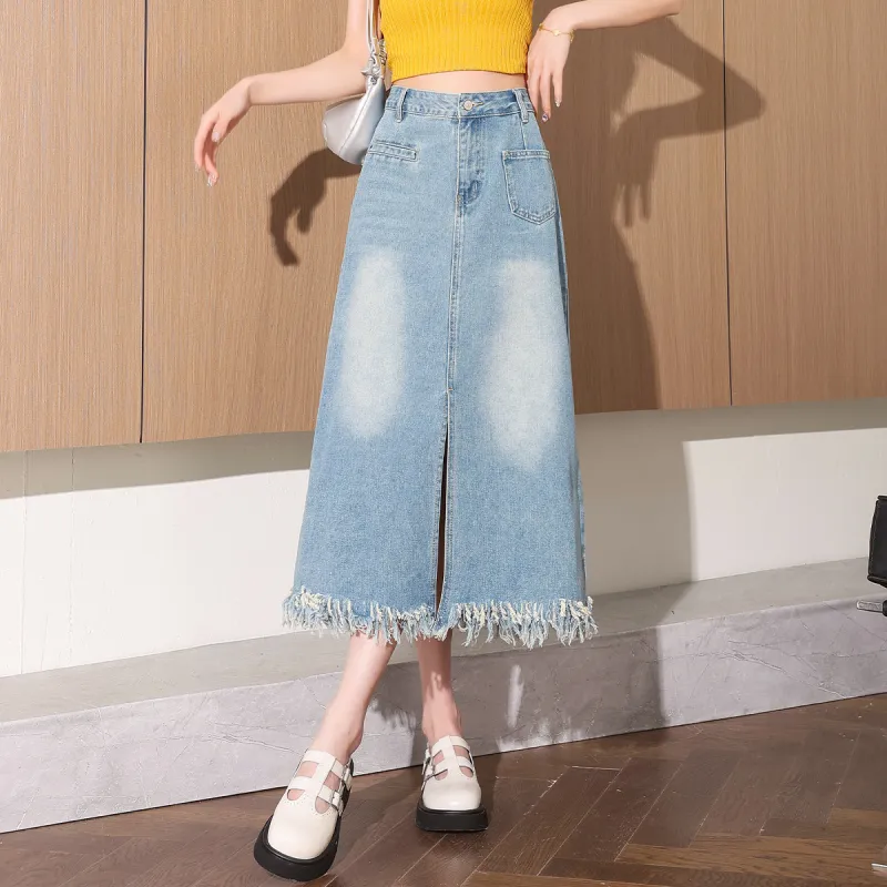 Tonlion Denim Long Skirt Women's-6
