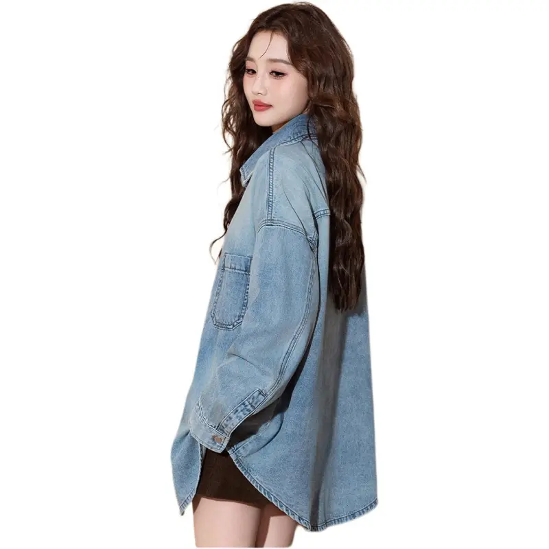 Tonlion Denim Jackets Women's Light Blue-1