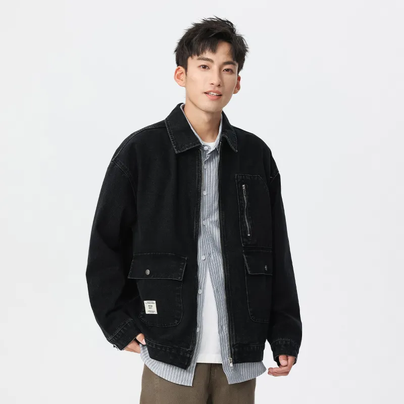Tonlion Denim Jacket Unisex Black-2