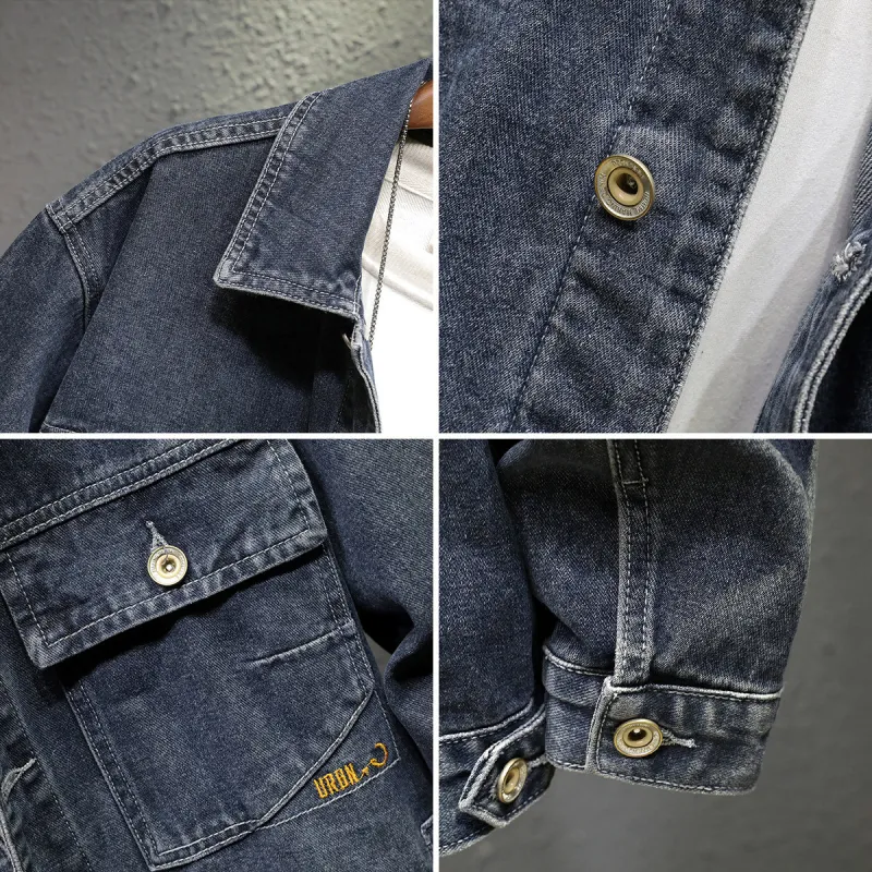 Tonlion Denim Jacket Unisex Blue Gray-4