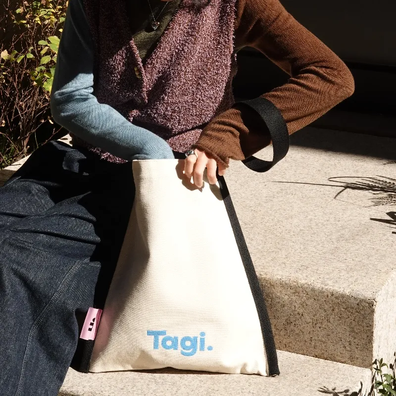 Tagi. Canvas Handbag, Shoulder Bag Unisex Cream Sesame Seed-2