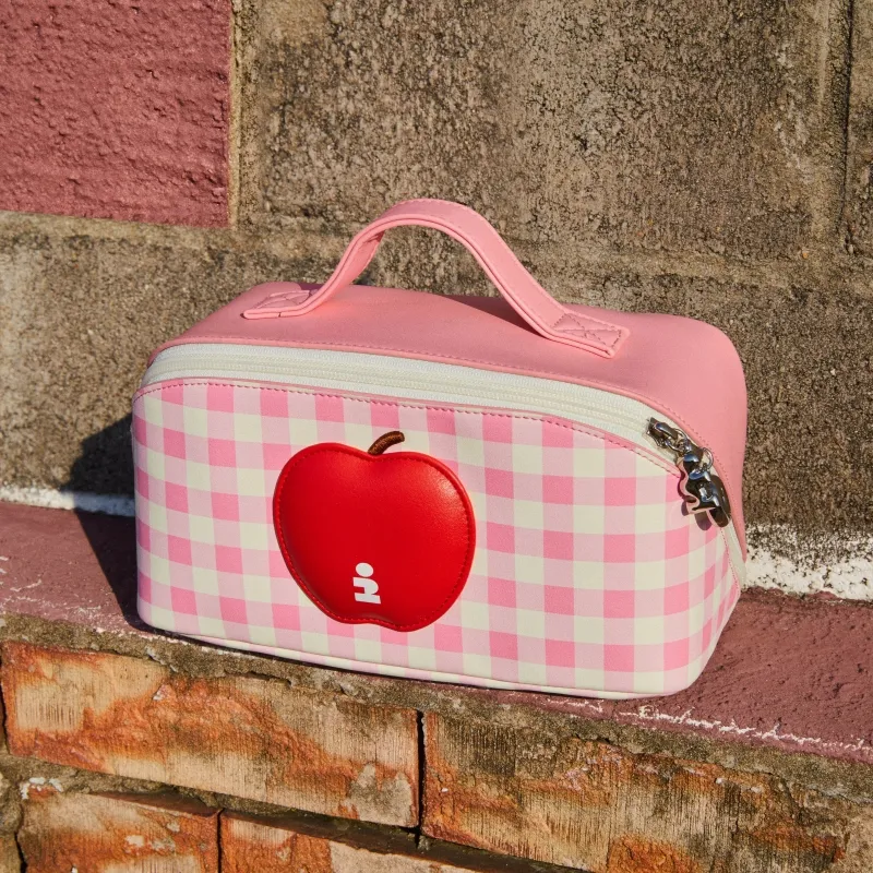 Tagi. Denim Cotton Travel Storage Bag Unisex Berry Grid-1