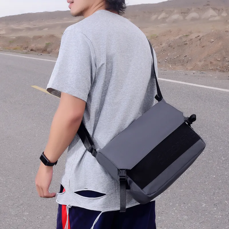 Super Five Polyester Shoulder Bag Unisex Ecru/Black/Red/Gray-13