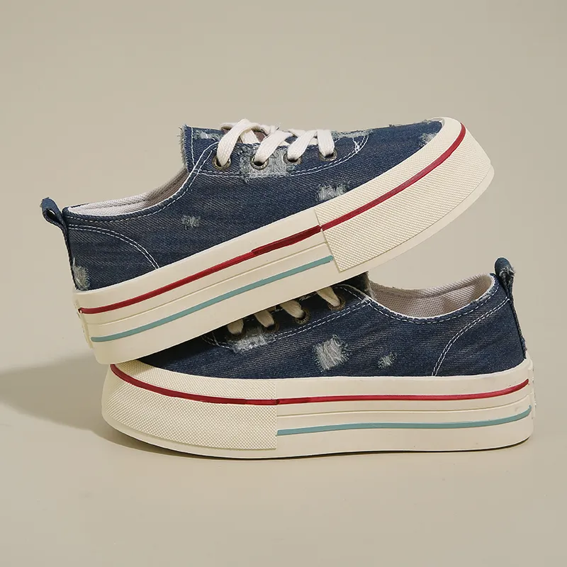Medd Canvas Shoes Women's Low Top Blue-4