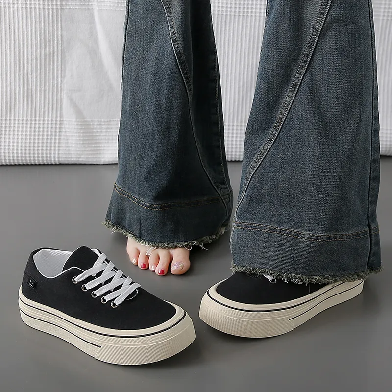 Medd Canvas Shoes Women's Low Top Black Beige/Black/Yellow-3