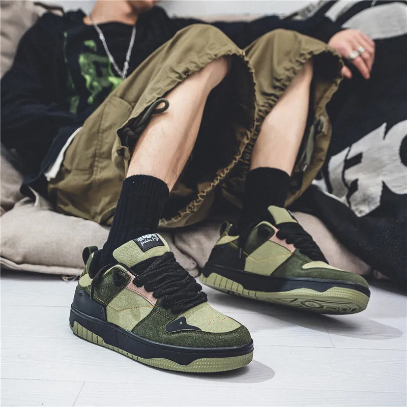 Medd Skateboard Shoes Men Low Top Black Green-9