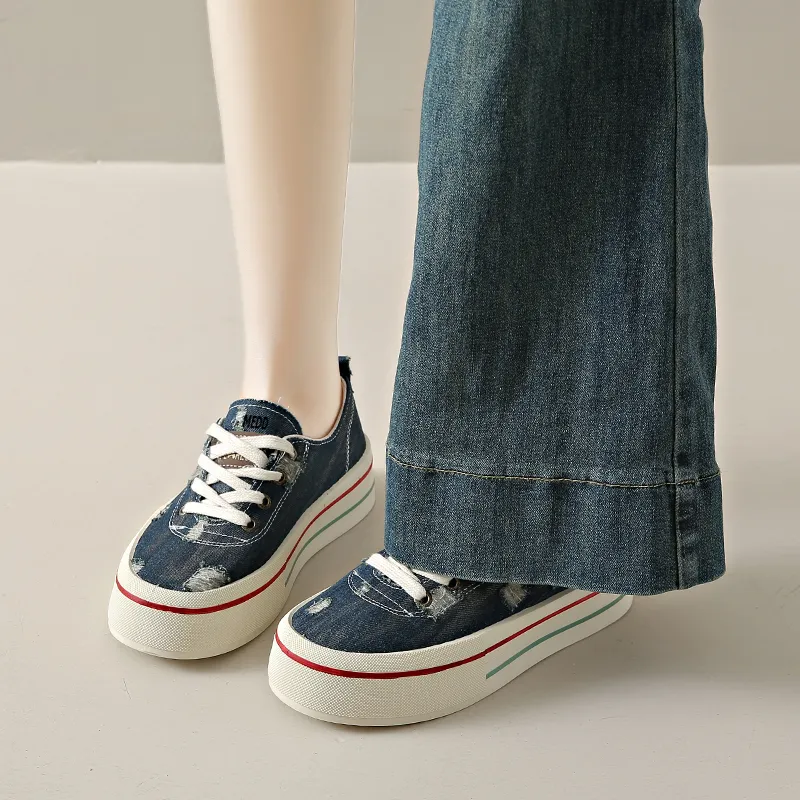 Medd Canvas Shoes Women's Low Top Blue-1