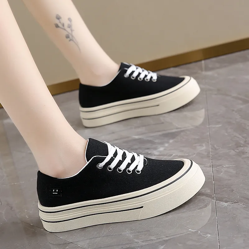 Medd Canvas Shoes Women's Low Top Black Beige/Black/Yellow-1
