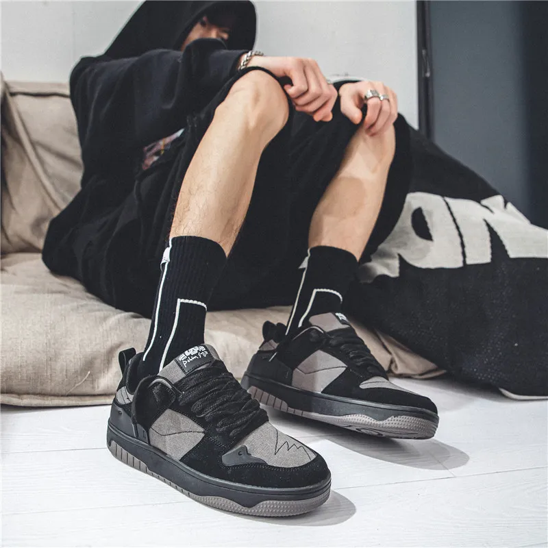 Medd Skateboard Shoes Men Low Top Black Green-2