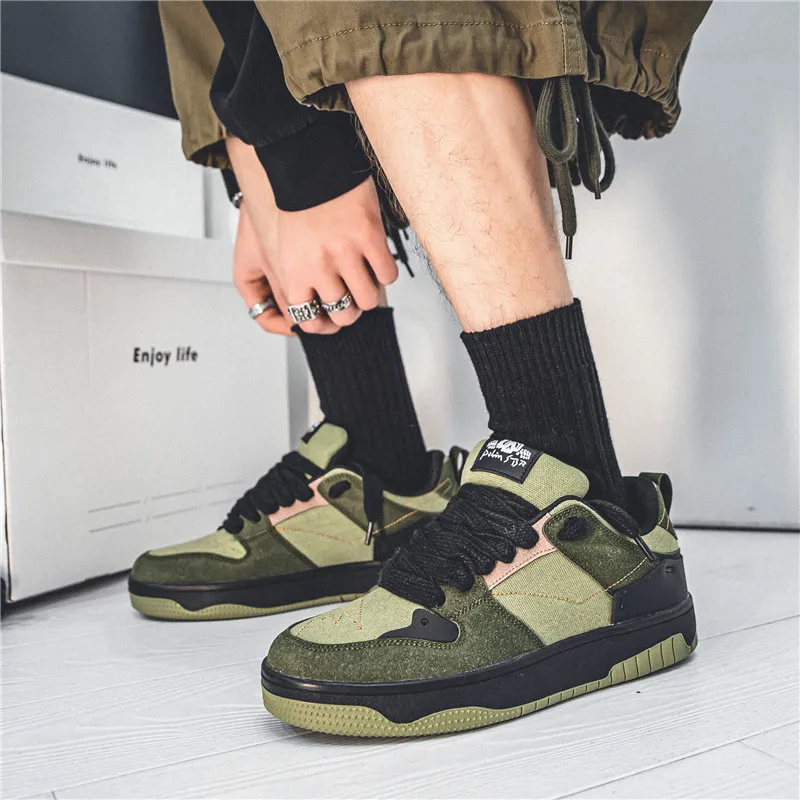Medd Skateboard Shoes Men Low Top Black Green-8
