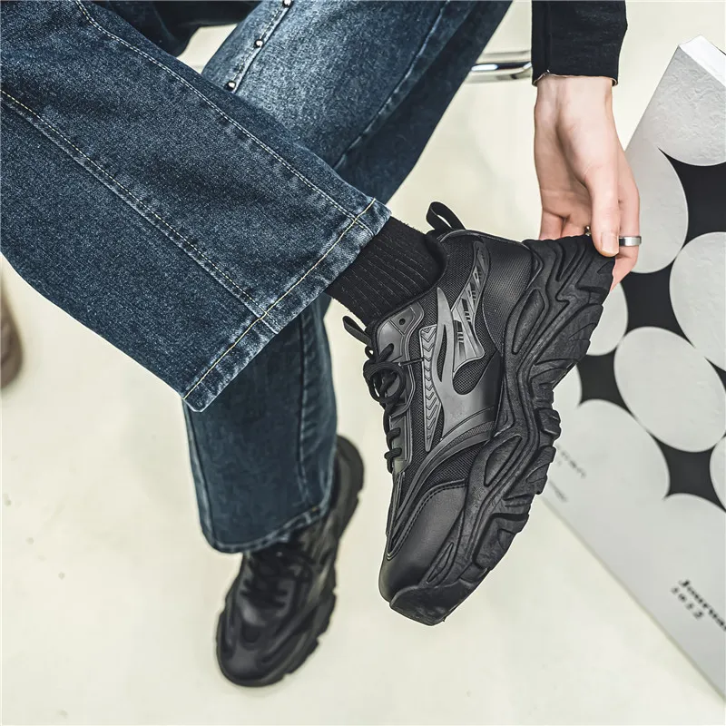 Medd Chunky Sneakers Men Low Top Black/White/Beige-8