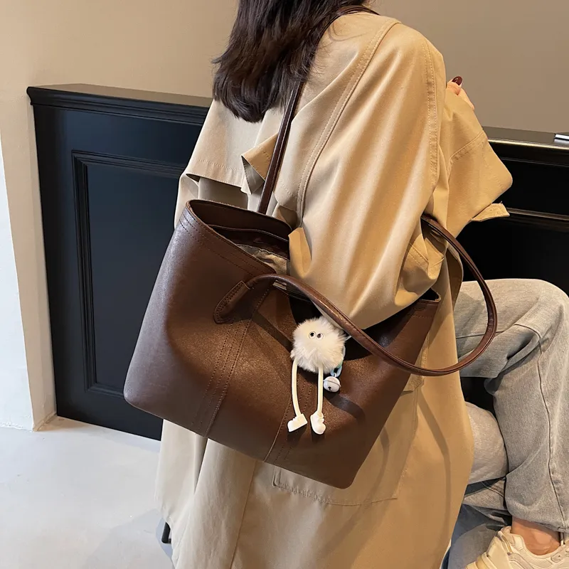 LUVISTRUE PU Tote Bag, Shopping Bag, Handbag, Shoulder Bag Regular Women's Khaki/Black/Coffee/Ecru-19