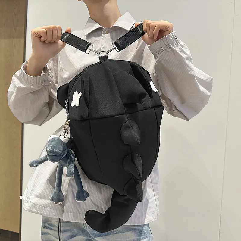 LUVISTRUE Nylon Backpack Unisex White/Gray/Black-19