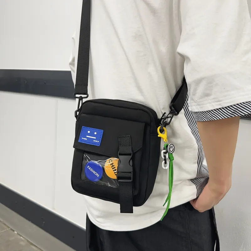 LUVISTRUE Nylon Crossbody Bag, Cell Phone Shoulder Bag Small Size Men's Ecru/Black/Green/Blue-8
