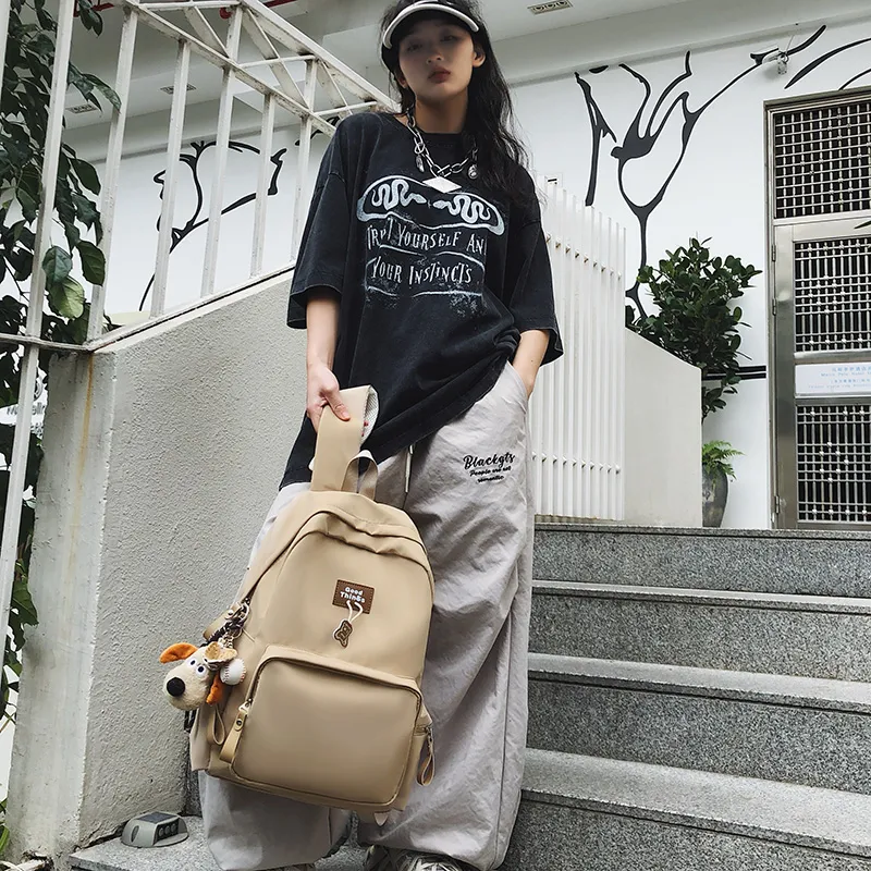 LUVISTRUE Nylon Backpack Unisex White/Black/Khaki/Peacock Blue-14