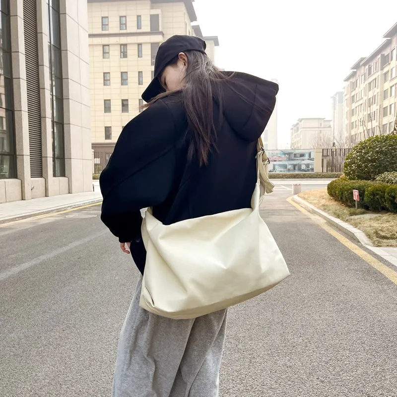LUVISTRUE Nylon Shoulder Bag Small Size Unisex Black/White-2