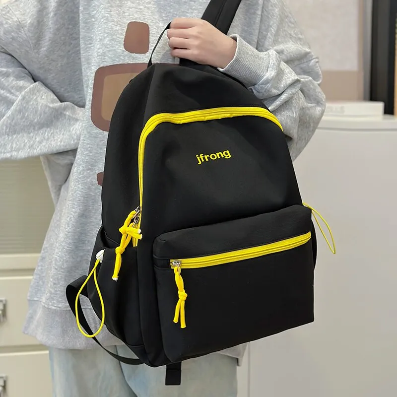 LUVISTRUE Nylon Backpack Unisex White/Black/Yellow/Green/Brown-3