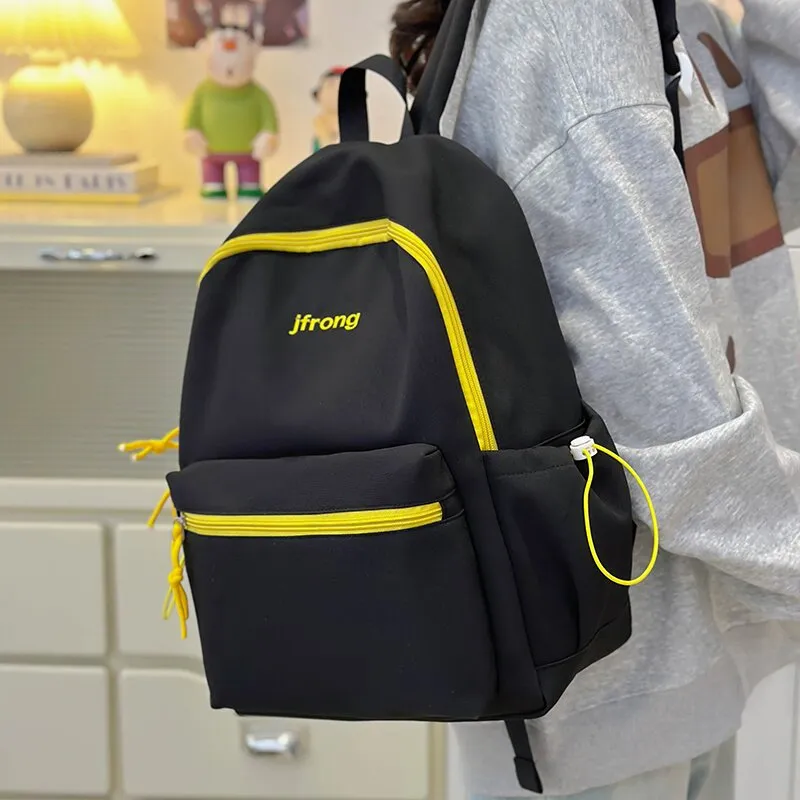 LUVISTRUE Nylon Backpack Unisex White/Black/Yellow/Green/Brown-4