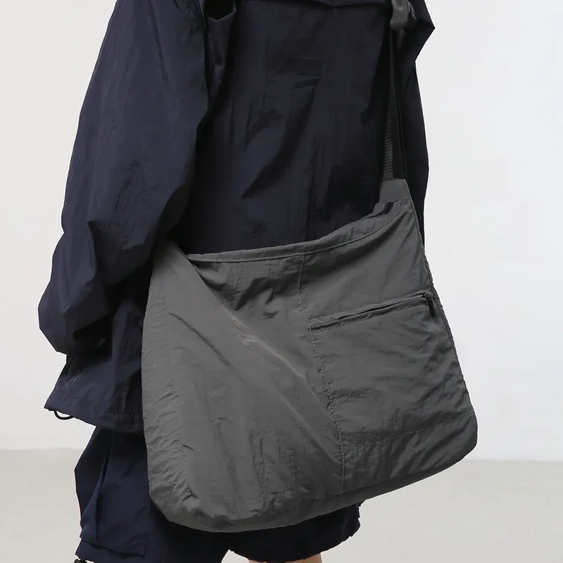 LUVISTRUE Nylon Cycling Hobo Bag, Messenger Bag, Shoulder Bag, Crossbody Bag Men's Black/Gray/Ecru-5