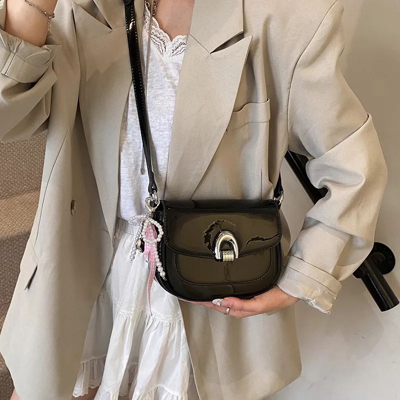 LUVISTRUE PU Saddle Bag Shoulder Bag Crossbody Bag Regular Women's Blue/Ecru/Black/Pink/Yellow-14