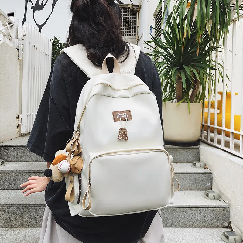 LUVISTRUE Nylon Backpack Unisex White/Black/Khaki/Peacock Blue-5