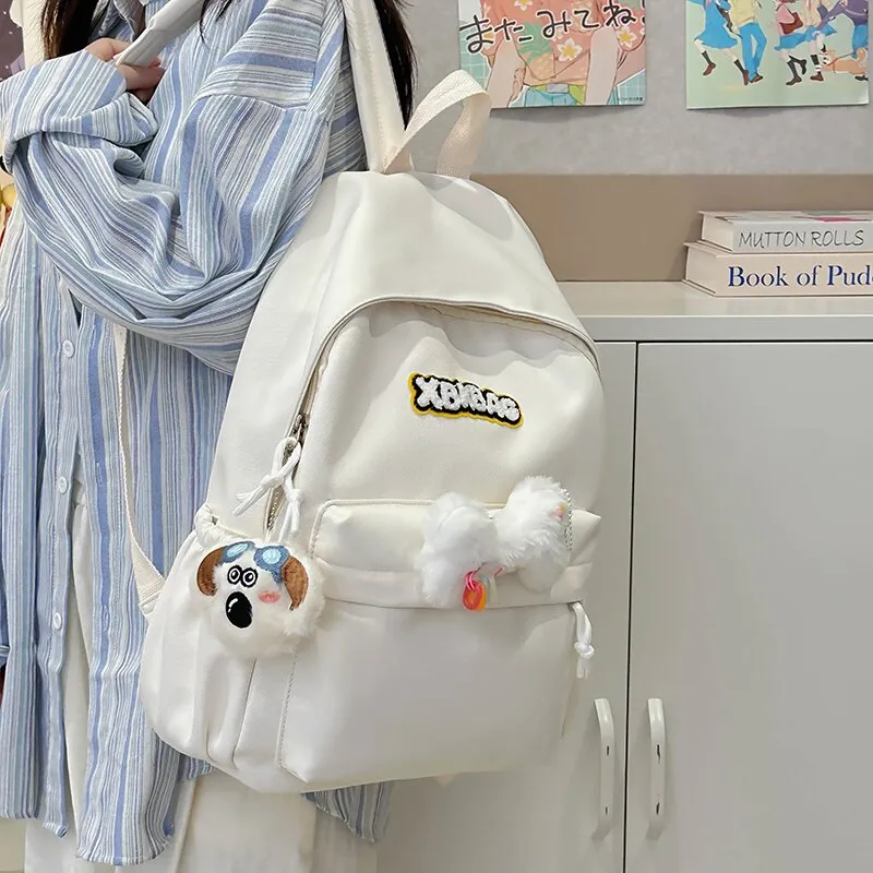 LUVISTRUE Nylon Backpack Large Size Unisex Ecru Black/Yellow/Light Green/Light Blue-4