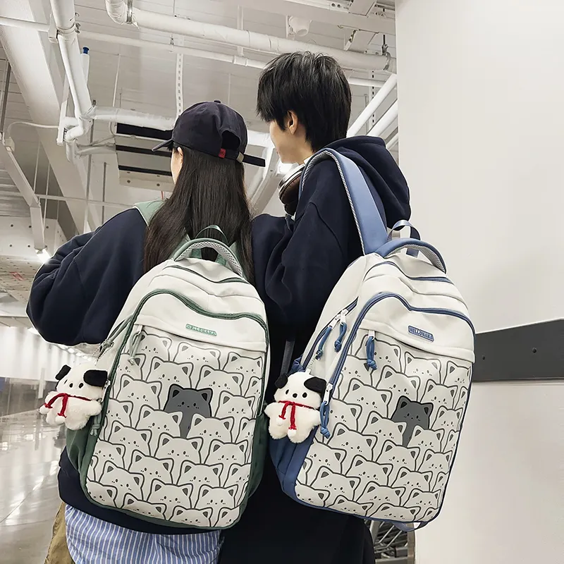LUVISTRUE Nylon Backpack Regular Unisex Black/Light Green/Blue/Yellow/Dark Green-13