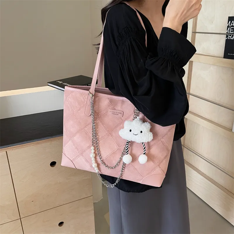 LUVISTRUE PU Handbag Shoulder Bag Tote Regular Women's Ecru Black/Blue/Pink-52