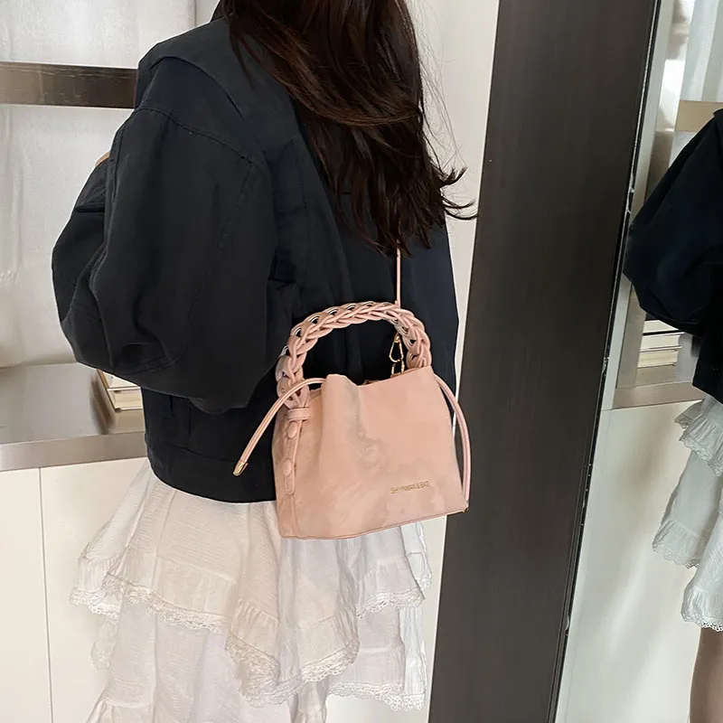 LUVISTRUE PU Bucket Bags Shoulder Bag Crossbody Bag Handbag Medium Size Women's White/Pink/Black/Coffee-8