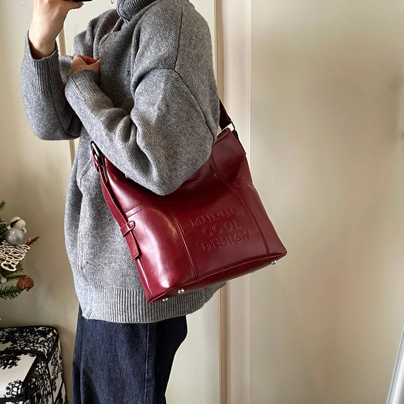 LUVISTRUE Pu Shoulder Bag Tote Crossbody Bag Medium Size Women's Coffee/White Red/Black-13