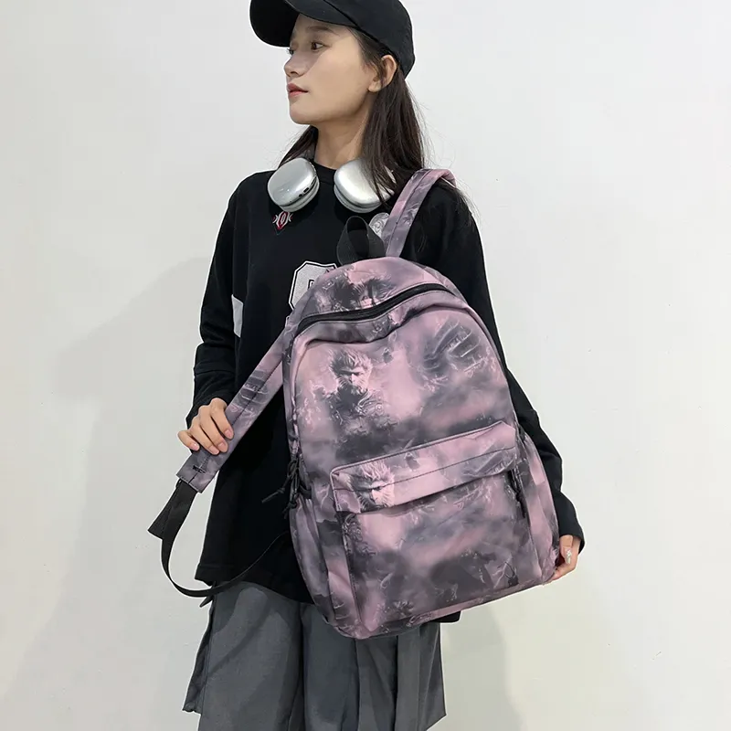 LUVISTRUE Nylon Backpack Regular Unisex Black/Green/Pink-10