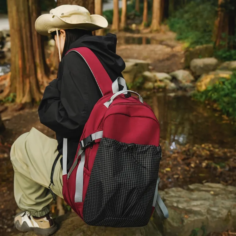 LUVISTRUE Nylon Backpack Regular Unisex Red Black/Khaki/Green-2