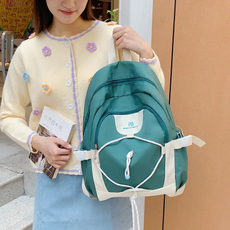 LUVISTRUE Nylon Fabric Backpack Regular Women's Green/Yellow/Brown-4