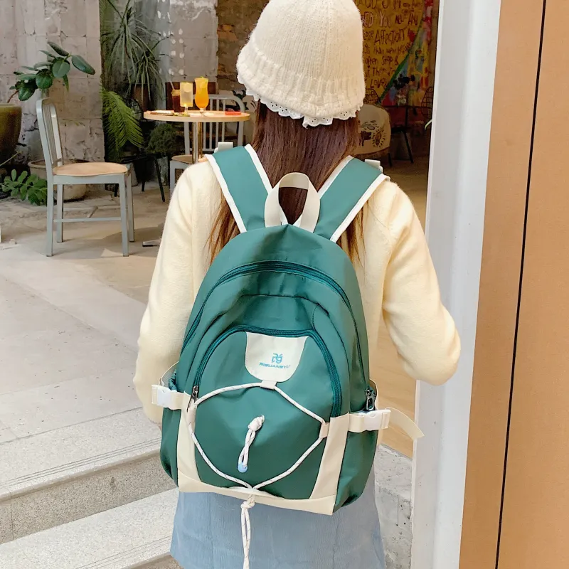 LUVISTRUE Nylon Fabric Backpack Regular Women's Green/Yellow/Brown-1