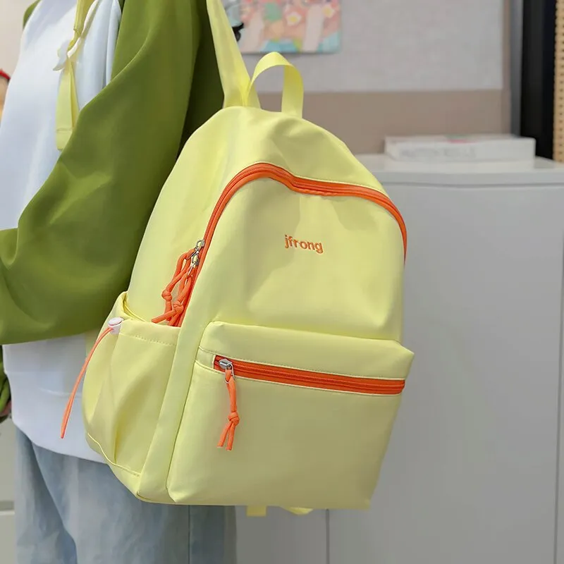 LUVISTRUE Nylon Backpack Unisex White/Black/Yellow/Green/Brown-19