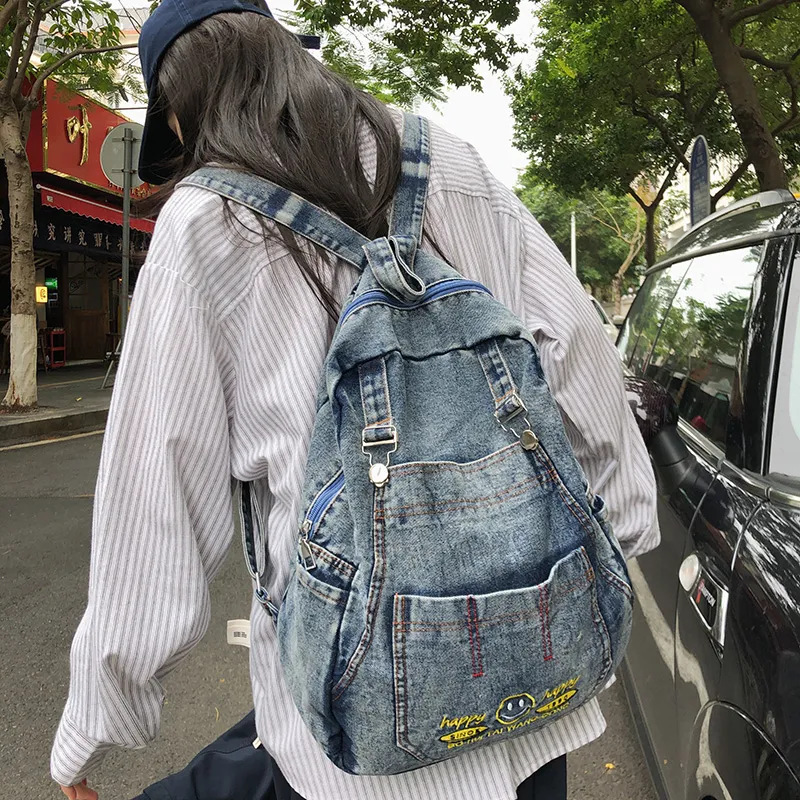LUVISTRUE Denim Backpack Unisex Black/Blue-21