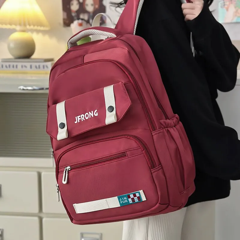 LUVISTRUE Nylon Fabric Backpack And Laptop Bag Regular Unisex Ecru/Black/Red/Khaki-14