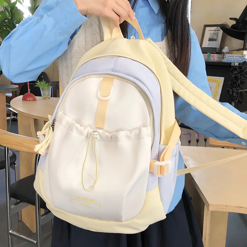 LUVISTRUE Nylon Backpack Unisex Blue Yellow/Blue Pink/Black/Red Orange-5