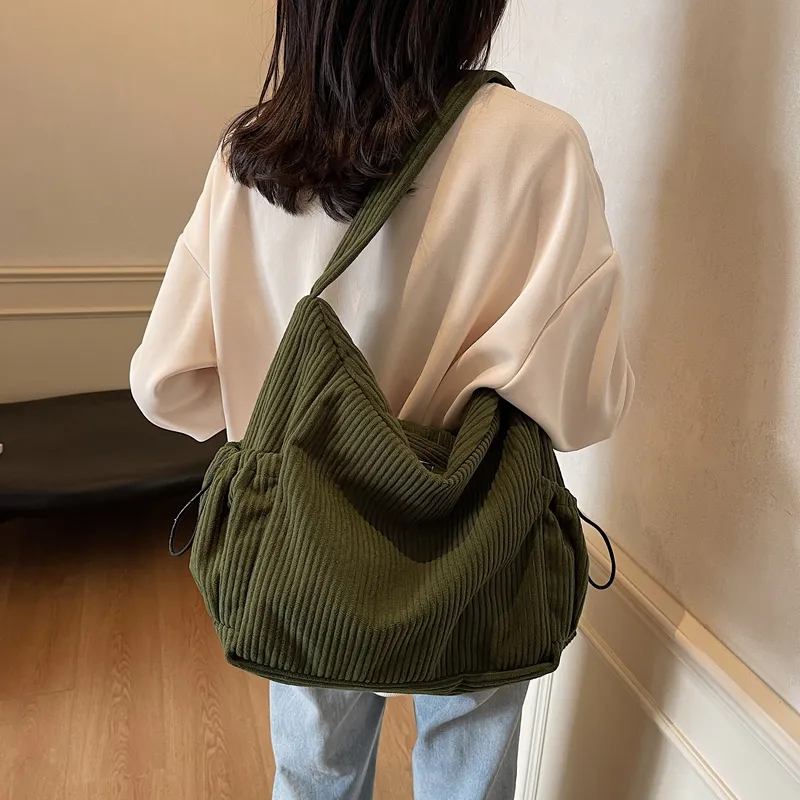 LUVISTRUE Strips Large Capacity Shoulder Bag Crossbody Bag Regular Women's Black/Green Brown/Ecru-23
