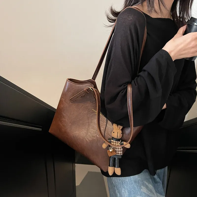 LUVISTRUE PU Tote Bag Shopping Bag Shoulder Bags Regular Women's Coffee/White/Black/Pink-1
