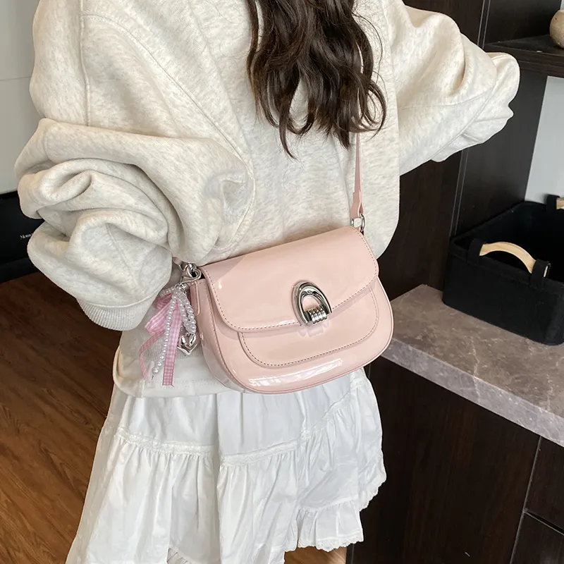 LUVISTRUE PU Saddle Bag Shoulder Bag Crossbody Bag Regular Women's Blue/Ecru/Black/Pink/Yellow-21