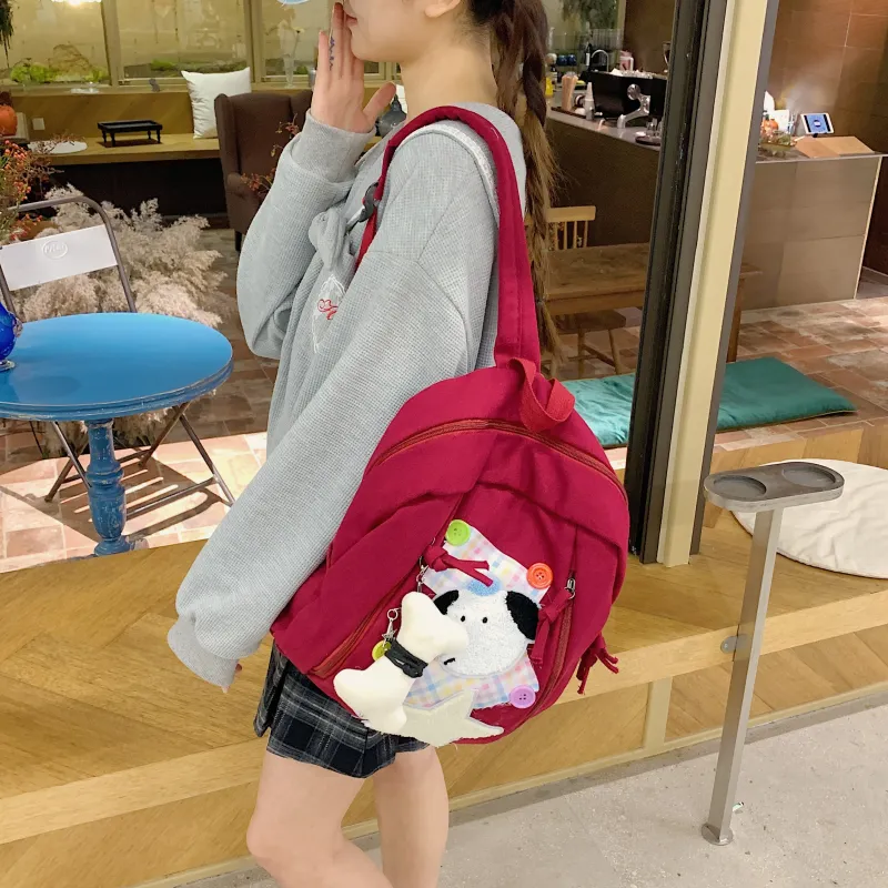LUVISTRUE Canvas Backpack Regular Unisex Red/Green-1