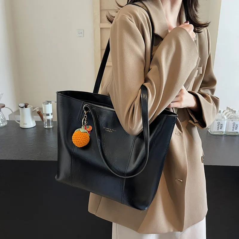 LUVISTRUE PU Tote Bag, Shopping Bag, Shoulder Bag Regular Women's Black/Coffee-12