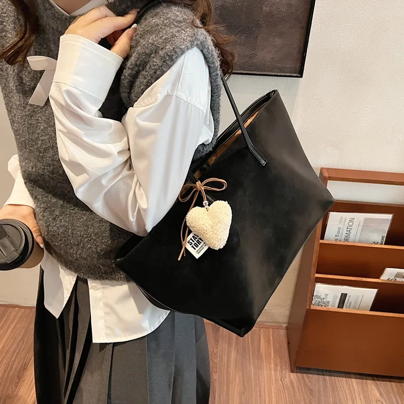 LUVISTRUE Faux Suede Shoulder Bag Tote Regular Women's Black/Coffee/Green/Yellow Brown-8