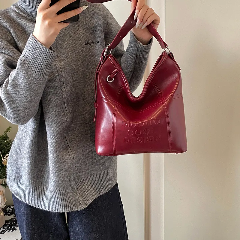 LUVISTRUE Pu Shoulder Bag Tote Crossbody Bag Medium Size Women's Coffee/White Red/Black-11