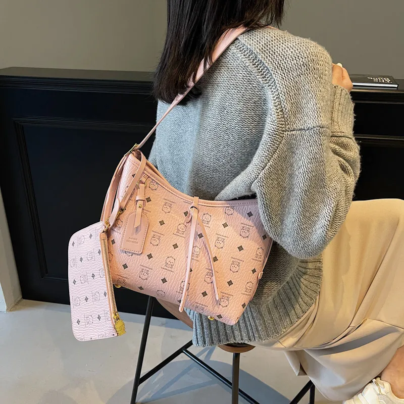 LUVISTRUE PU Commute Shoulder Bag Tote Regular Women's Brown/Pink/Ecru/Black/White-12