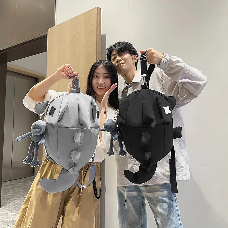 LUVISTRUE Nylon Backpack Unisex White/Gray/Black-21
