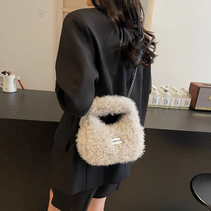 LUVISTRUE Plush One Shoulder Handbags Regular Women's Ecru/Gray/Pink/Khaki-13